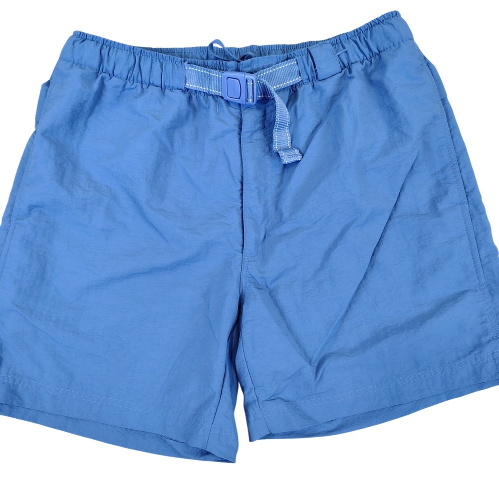 Lands End Mens M Blue Nylon Gorpcore Hiking Utility Belted Shorts